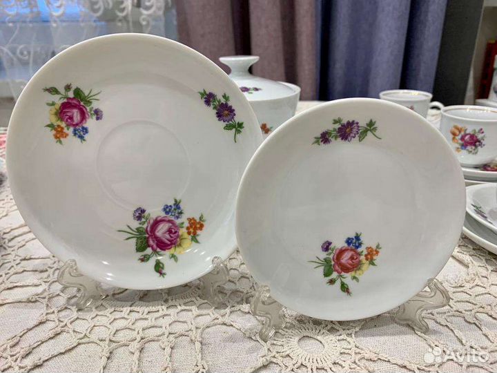 Сервиз Мейсенский букет Kahla и кофейник Богемия