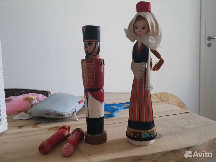 Две старые куклы из бабушкиного сундука 30см