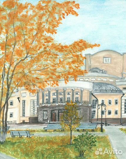 Картина акварель 21*30 Театр Кудымкар