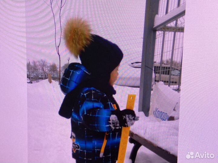 Шапка и шарф комплект детский зимний