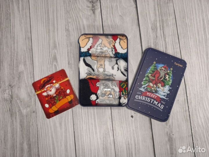 Носки высокие новогодние набор 3 пары