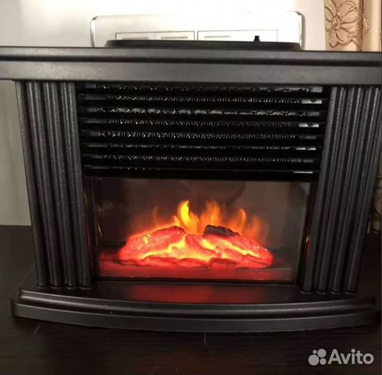 Обогреватель мини камин для дома с пламенем 1000вт