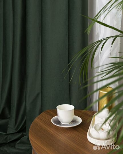 Комплект штор бархат Беллиссимо Темно-зеленый