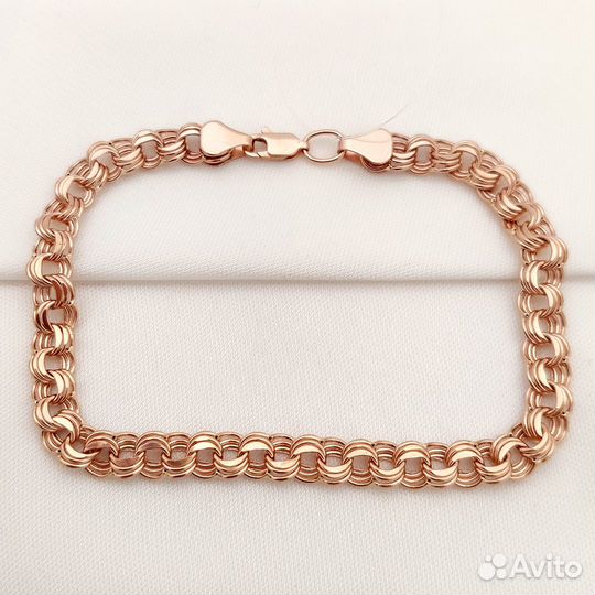 Золотой браслет тройной бисмарк кайзер (рнд)