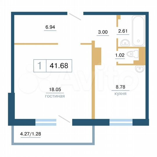 1-к. квартира, 41,7 м², 9/17 эт.