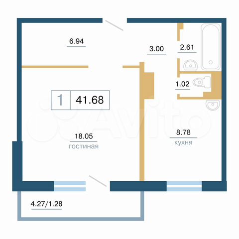 1-к. квартира, 41,7 м², 9/17 эт.