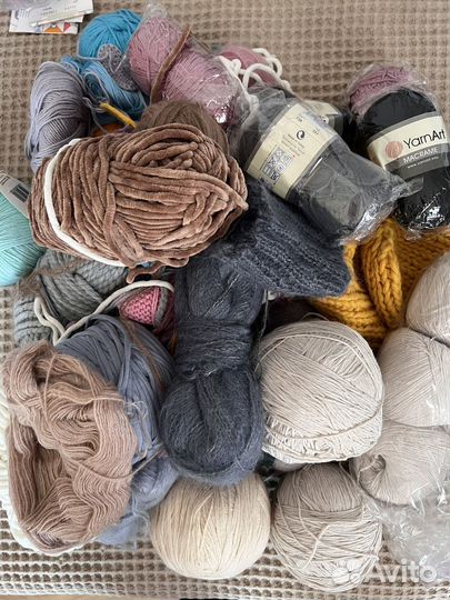Пряжа нитки для вязания, крючки