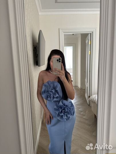 Голубое Платье с цветами