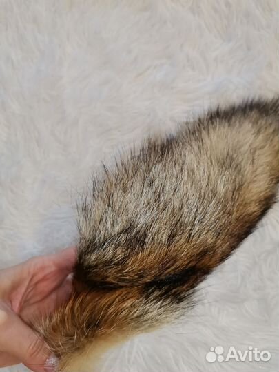 Новый натуральный хвост песца на карабине