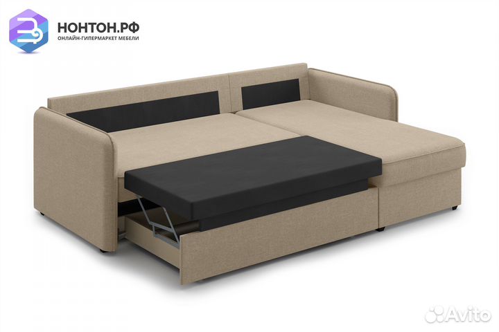 Угловой диван дельфин Нельсон бежевый