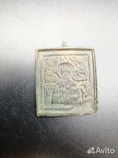 Старинная литая икона 