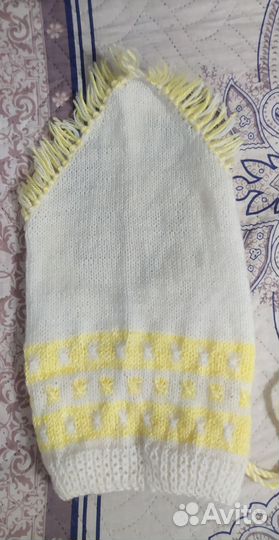 Шапка- косынуа вязаная на девочку6-12 мес