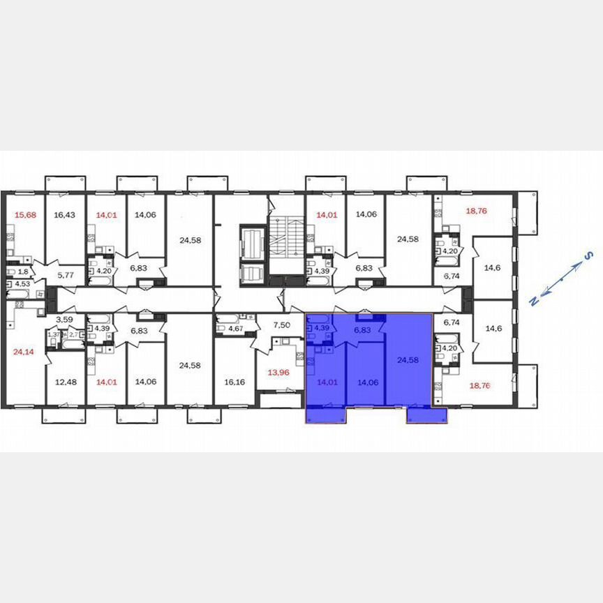 2-к. квартира, 69,1 м², 8/12 эт.