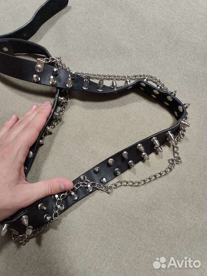 Кожаный ремень с шипами Nickel Free 120см