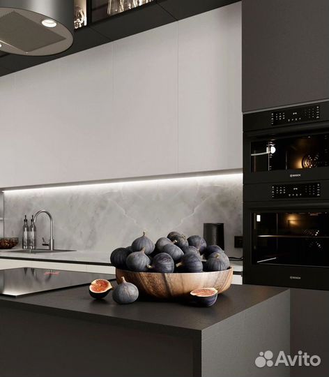 Кухонный гарнитур угловой в потолок и с островом