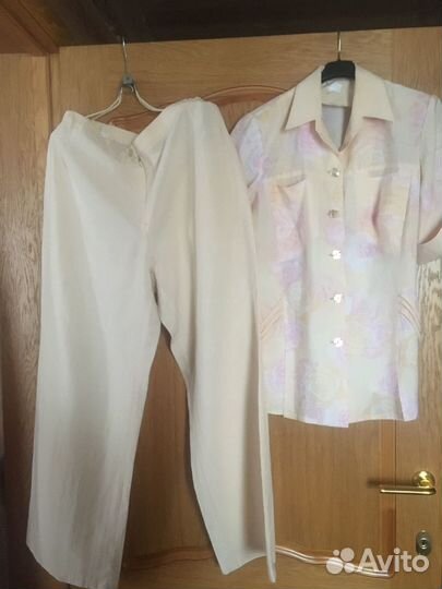 Летний женский костюм с брюками.Размер 50-52