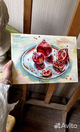 Картина маслом натюрморт с гранатами