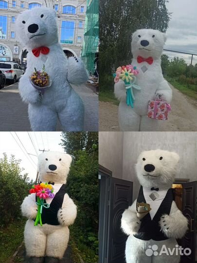 Белый мишка Умка,Аниматор, Аэро медведь