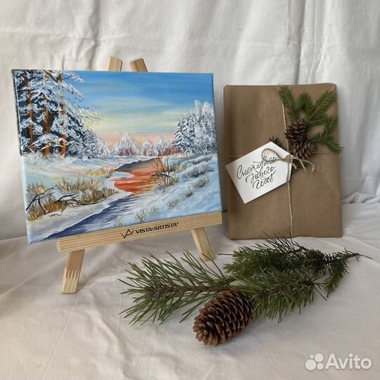 Картина Зимний пейзаж. Подарок на Новый Год