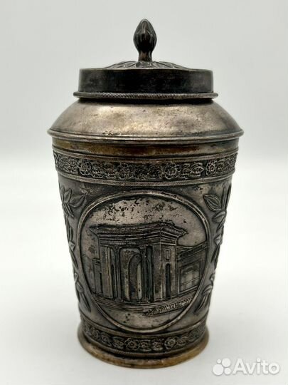 Чайница / баночка для чая серебро 875 проба 188 г