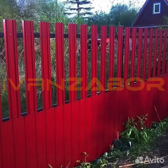 Комби забор из профлиста и штакетника в Пучеже