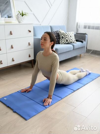Спортивный коврик бирюзово-желтый