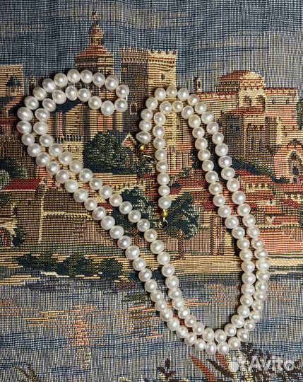 Длинное ожерелье из жемчуга А+ 80 см