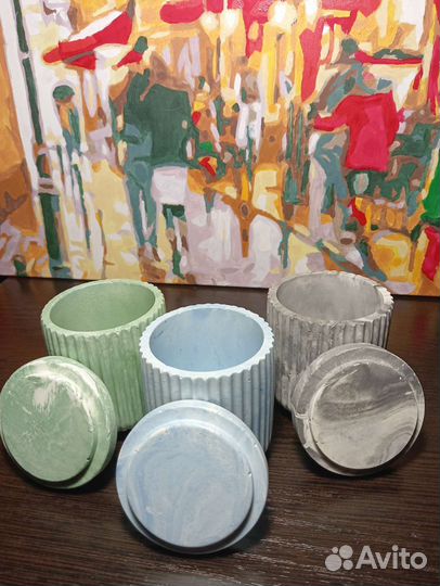 Стаканы для свечей с крышкой из гипса