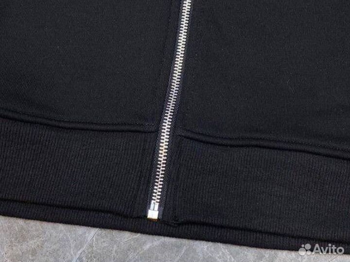 Зип худи chrome hearts с кожанным принтом