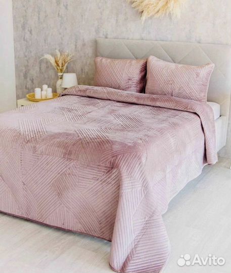 Покрывало с наволочками евро велюр романс