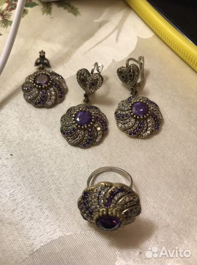 Серьги кольцо кулон Серебро СССР