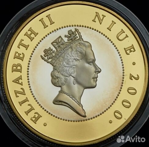 Ниуэ 5долл. 2000 100-е Королевы-матери Ag+Au Proof