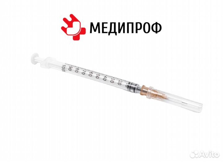 Шприц одноразовый 1мл 3-х комп (27Gх1/2)