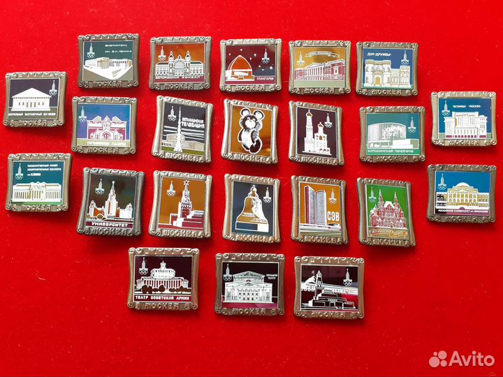 Полный набор значков Олимпиада 80. Ситалл. Здания