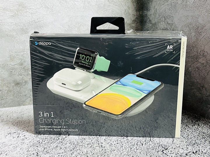 Беспроводное зарядное устройство Deppa 3в1 D-24010