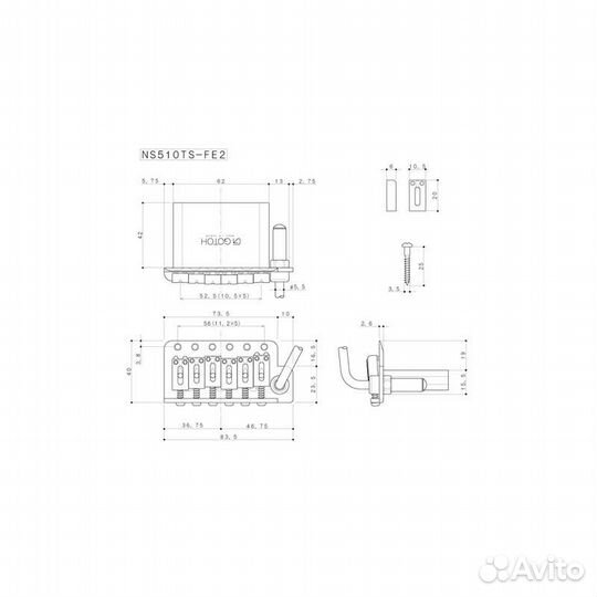 Бридж тремоло stratocaster gotoh ns510ts-FE2, хром