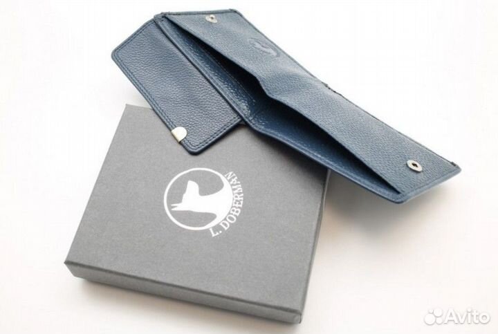 Портмоне L.Doberman 7720-008 кожа 10*8см т/синий