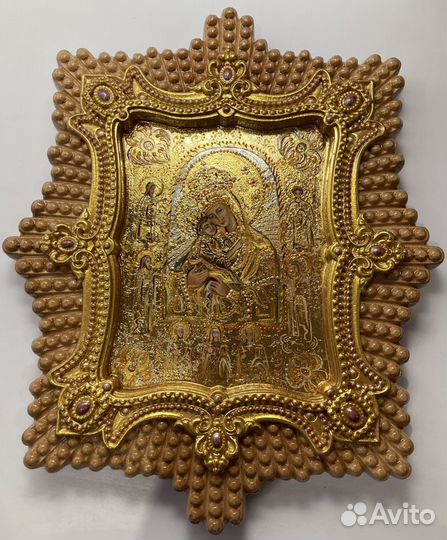 Икона резная/рукописная Почаевская Богородица