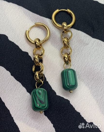 Серьги с малахитом