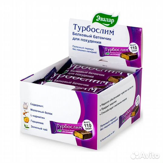 Диетический батончик Эвалар турбослим, 50 г, 12 шт