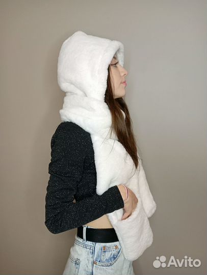 Капор Капюшон с рукавичками тёплый