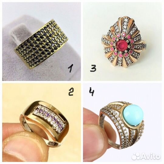 Кольца 17,5, 18 рубин, шпинель, топаз серебр К317