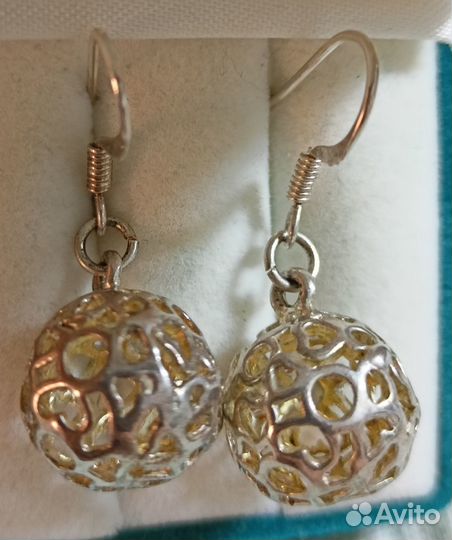 Серьги шары серебро