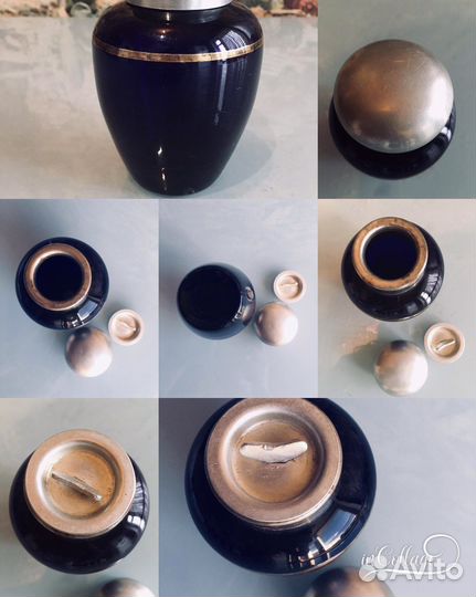 Хрусталь СССР Кобальт /флакон для духов и чайница