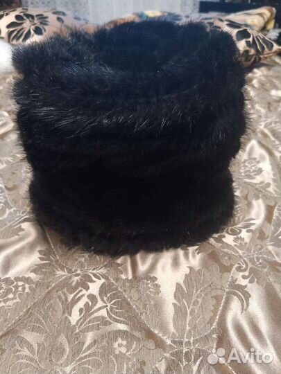 Шапка норковая вязаная