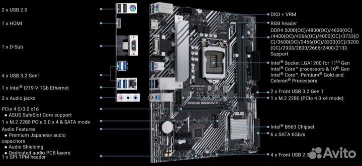 Материнская плата asus prime B560M-K LGA1200