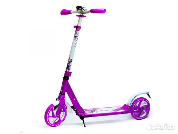Самокат AL кол. 210 мм KMS SK-070-1, розовый/фиол