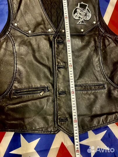 Байкерский кожаный жилет