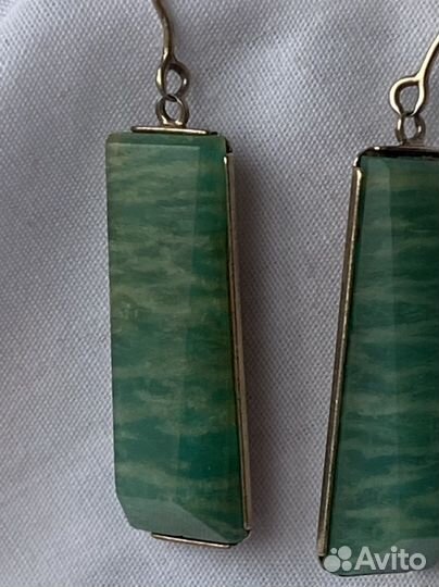 Серьги Винтаж серебро 875 Амазонит звезда