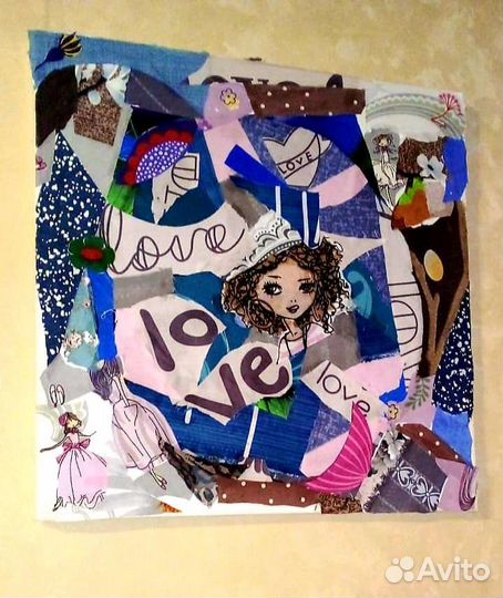 Панно из лоскутов тканей